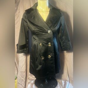 XOXO Y2K Double Breasted Satin Trench Coat Jacket